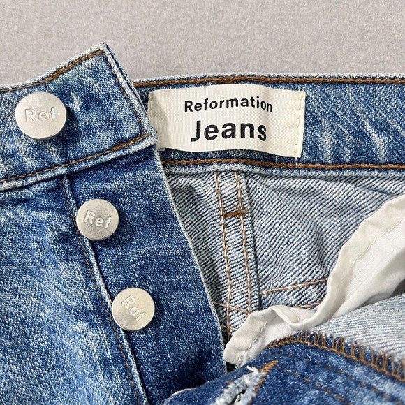 Reformation Jeans Women 26 Blue Serena High Skinny Maya Medium Wash Stretch Crop - Picture 6 of 13